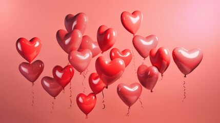 Fototapeta na wymiar red heart balloons, generative AI