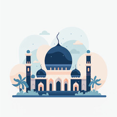 Flat and Cartoon Style Icon Illustrations of Muslim Mosque