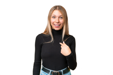 Young pretty blonde woman over isolated chroma key background with surprise facial expression