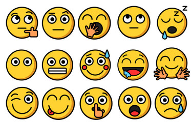Emoji icon sets satisfaction level. Simple feedback in the form of emotions in a flat style. Customer feedback. Range to rate emotions Very good, good, normal, bad, terrible symbols Vector illustratio