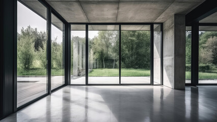 Fototapeta na wymiar Contemporary garage in the minimalistic house: empty, blank, nobody, no people, photorealistic, illustration, Generative AI