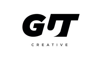 GUT letters negative space logo design. creative typography monogram vector	