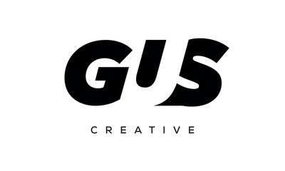 GUS letters negative space logo design. creative typography monogram vector	