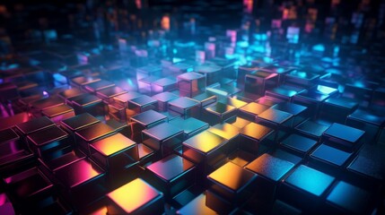 Obraz premium Abstract 3D background featuring glass squares, ideal for various design uses. AI GENERATED.