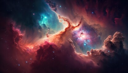 Fototapeta na wymiar Beautiful space nebula background made with generative ai