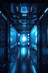 Scifi futuristic corridor made with generative ai