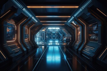 Scifi futuristic corridor made with generative ai