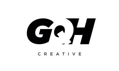 GQH letters negative space logo design. creative typography monogram vector	