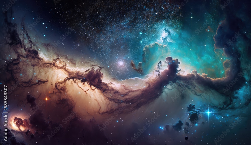 Wall mural beautiful travel in deep space and nebula made with generative ai