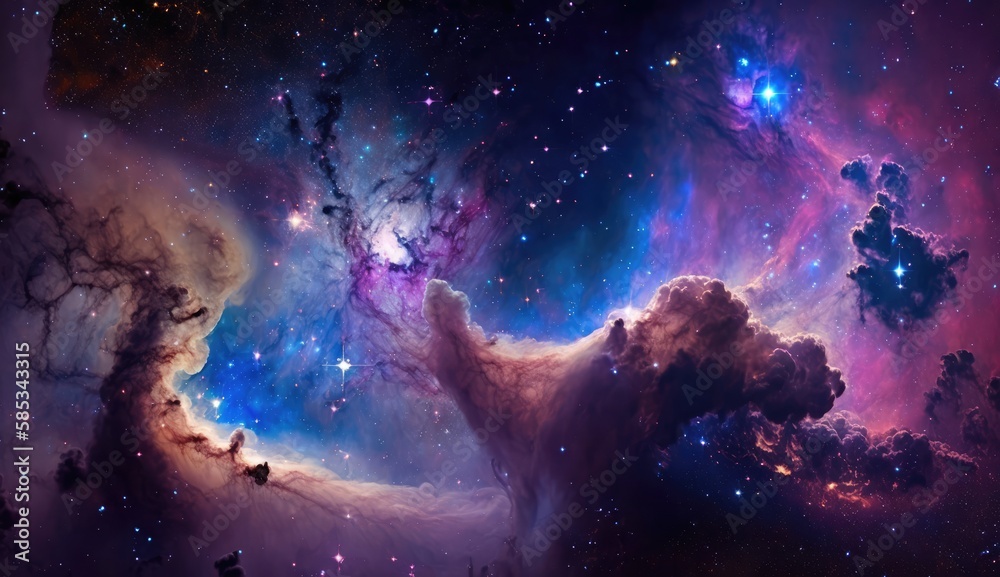 Poster beautiful travel in deep space and nebula made with generative ai
