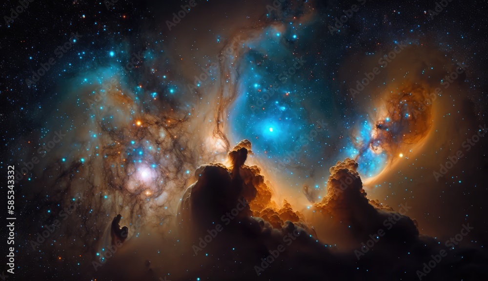 Wall mural beautiful travel in deep space and nebula made with generative ai