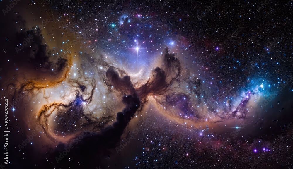Poster beautiful travel in deep space and nebula made with generative ai