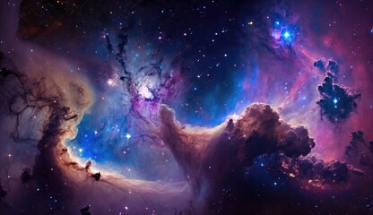Beautiful travel in deep space and nebula made with generative ai - obrazy, fototapety, plakaty