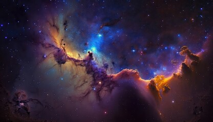 Beautiful travel in deep space and nebula made with generative ai