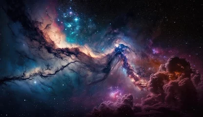 Tuinposter Beautiful travel in deep space and nebula made with generative ai © alesta