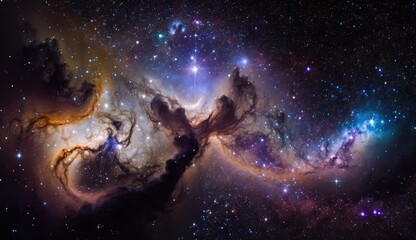 Beautiful travel in deep space and nebula made with generative ai