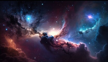 Beautiful travel in deep space and nebula made with generative ai
