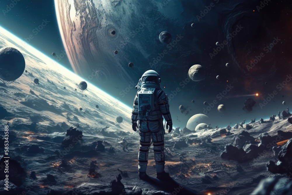 Canvas Prints Astronaut exploring in space, made with generated ai