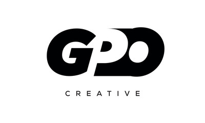 GPO letters negative space logo design. creative typography monogram vector	