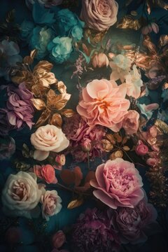 Floar texture background, made with generative ai
