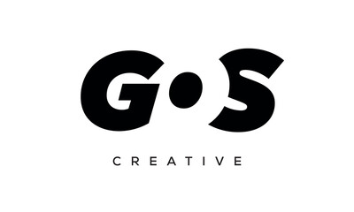 GOS letters negative space logo design. creative typography monogram vector	