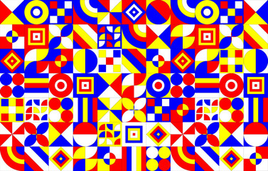 Abstract Pattern Geometric Shapes Background Vibration Blue Red Yellow White