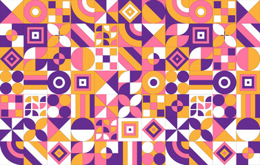 Abstract Pattern Geometric Shapes Background Pink Orange Purple White