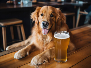 humorous dog enjoying a cold beer, party animal, generative AI
