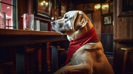 dog drinking beer, funny pet moment, refreshing beverage, generative AI
