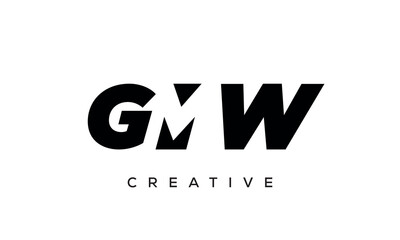 GMW letters negative space logo design. creative typography monogram vector	