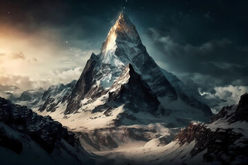 Plakat The biggest mountain in the world, Generative AI