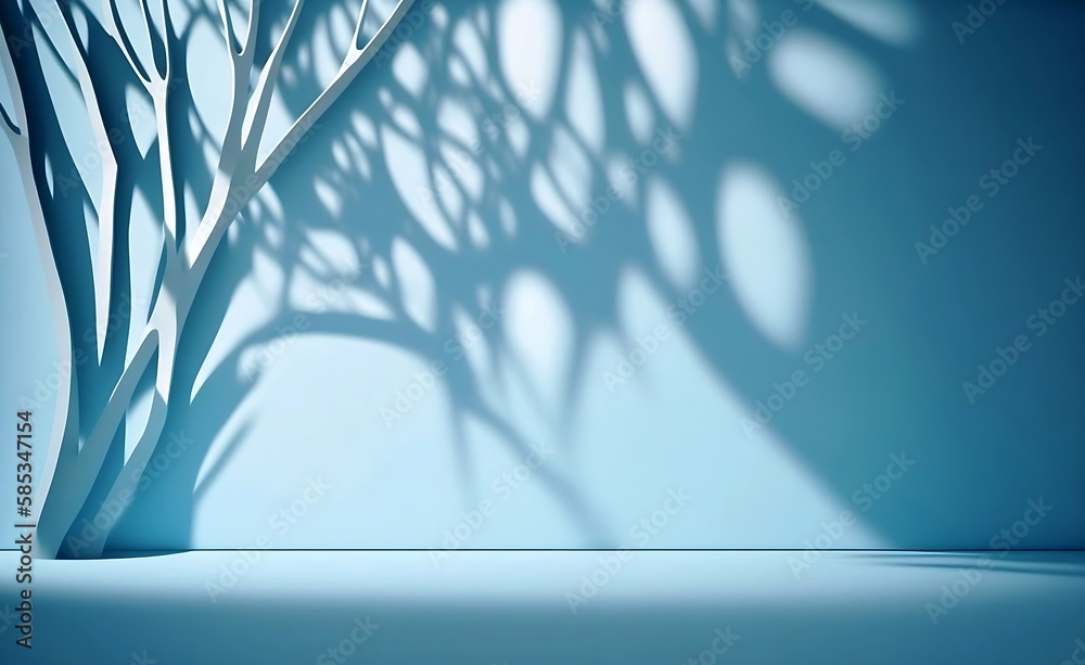 Poster minimalistic abstract gentle light blue background for product presentation with light and intricate