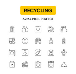 Recycling icons set, lineal vector