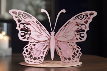 3d light pink fancy butterfly generative ai