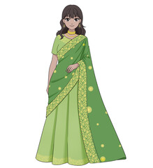 インドサリーを着た女性