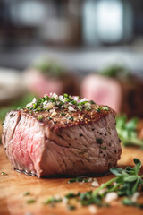 filet mignon steak close up