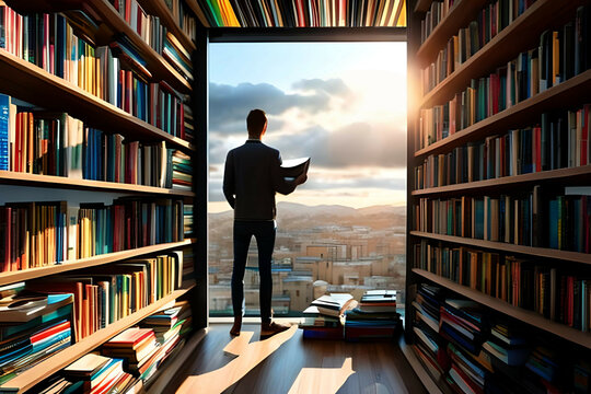 Lesen ist das Fenster zur Welt - Beitrag zum Welttag des Buches und des Copyrights. Made with generativ AI.