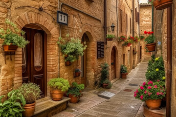 Fototapeta na wymiar traditional italian village. Tourism , Holiday in Italy. Ai generative illustration