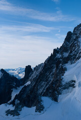 Fototapeta na wymiar View on mountain top with snow in Alps