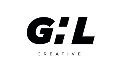 GHL letters negative space logo design. creative typography monogram vector	