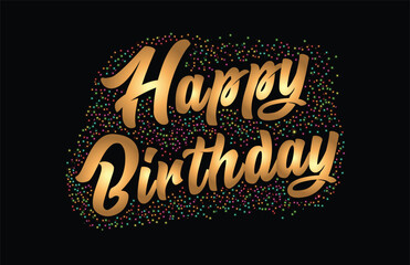Obraz premium free vector happy birthday lettering with golden letters and multiple colorful background