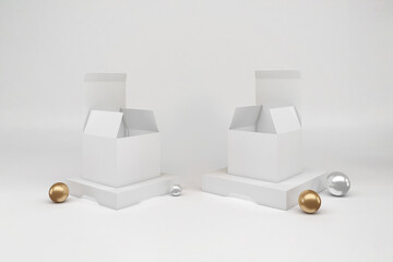 Ramadan Boxes with Lantern Perspective Side In White Background