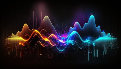 An Abstract Representation of Sound Waves and Music Frequencies. Generative AI - obrazy, fototapety, plakaty