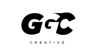 GGC letters negative space logo design. creative typography monogram vector	