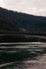 View on bridge in mountains in Alps