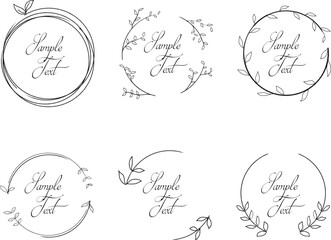 モノクロのシンプルな葉のフレーム