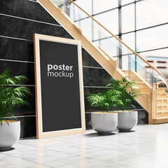 Mockup media poster template for display purposes. 3D rendering 