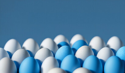 white and blue eggs to half the picture. Generative AI