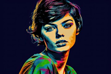 Pop Art Portrait of a Young and Beautiful Woman - AI generated