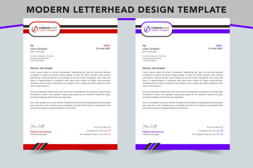 Professional corporate company business letterhead template design with 2 color variation